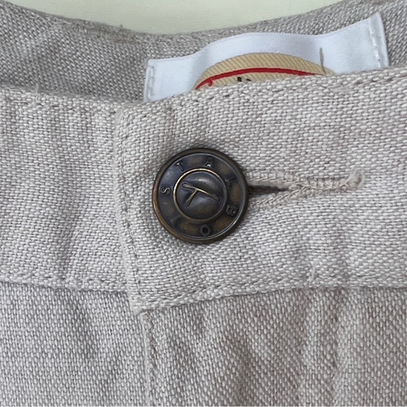 Talbots Tan Linen High Waist Pants 10 Wide Tapered Leg Coastal Grandma Trouser - Picture 13 of 14